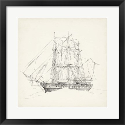 Framed Antique Ship Sketch II Print