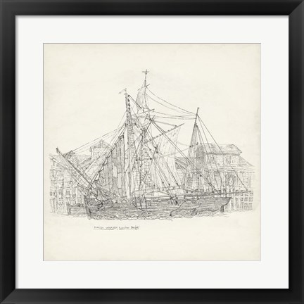 Framed Antique Ship Sketch X Print