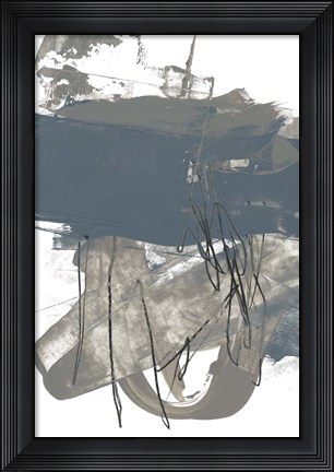 Framed Blue &amp; Grey Swipe I Print