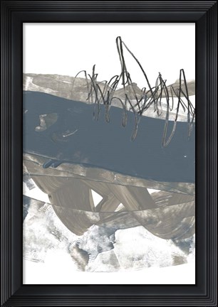 Framed Blue &amp; Grey Swipe II Print