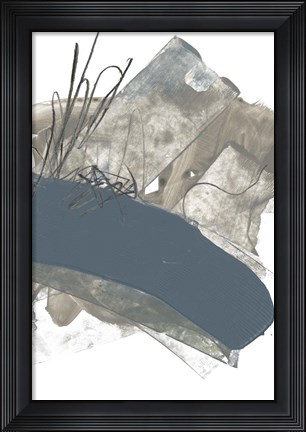 Framed Blue &amp; Grey Swipe III Print