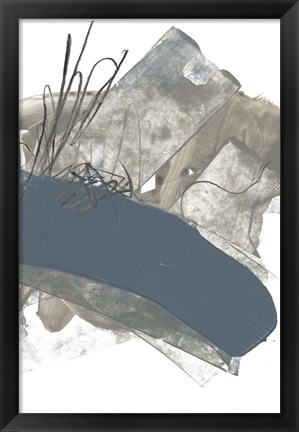 Framed Blue &amp; Grey Swipe III Print