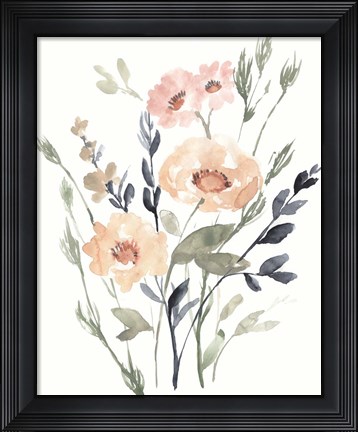 Framed Peach &amp; Paynes Bouquet I Print