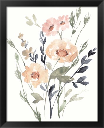 Framed Peach &amp; Paynes Bouquet I Print