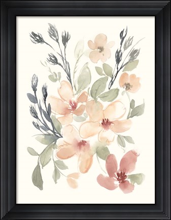 Framed Peachy Pink Blooms I Print