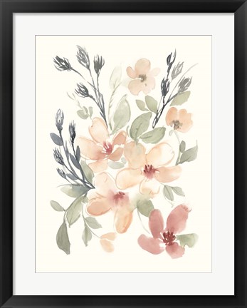 Framed Peachy Pink Blooms I Print