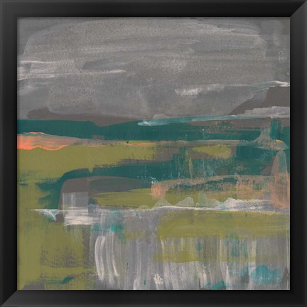 Framed Emerald &amp; Coral Glimpse I Print