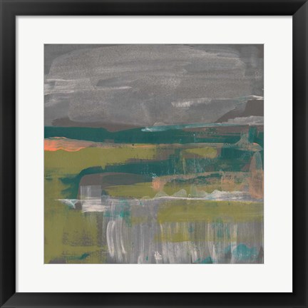 Framed Emerald &amp; Coral Glimpse I Print