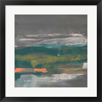Framed Emerald &amp; Coral Glimpse II Print