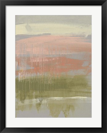 Framed Coral &amp; Olive Striations I Print