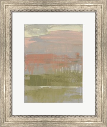 Framed Coral &amp; Olive Striations II Print