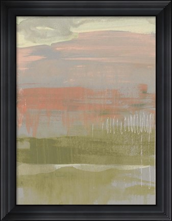 Framed Coral &amp; Olive Striations II Print