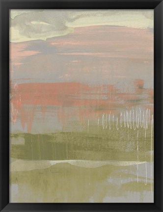 Framed Coral &amp; Olive Striations II Print