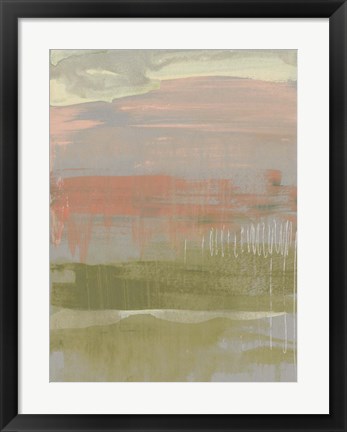 Framed Coral &amp; Olive Striations II Print