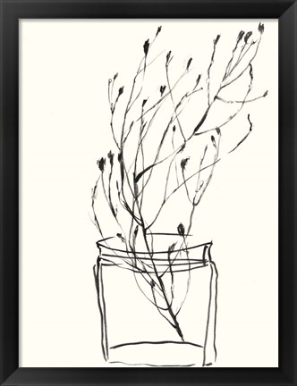 Framed Naive Flower Sketch V Print
