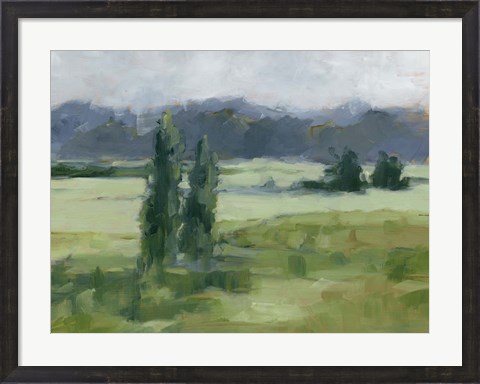 Framed Misty Green Valley I Print