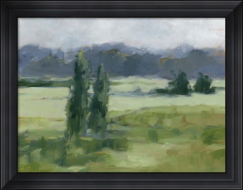 Framed Misty Green Valley I Print