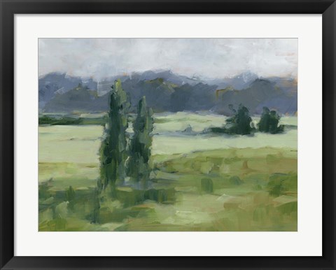Framed Misty Green Valley I Print