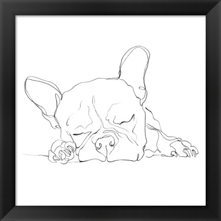 Framed French Bulldog Contour I Print