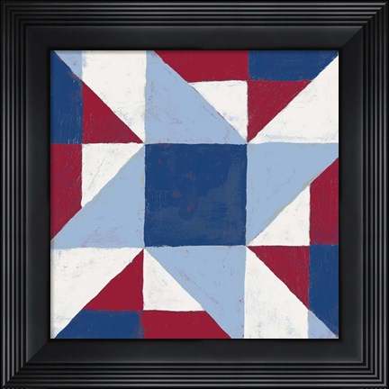 Framed Americana Patchwork Tile I Print