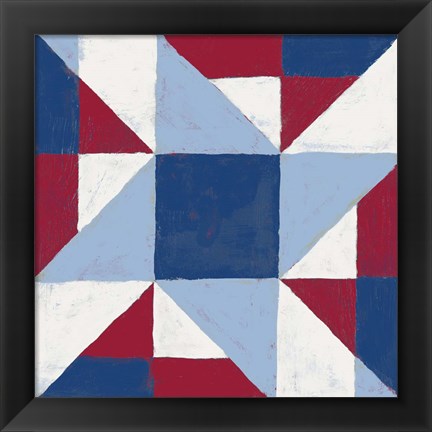 Framed Americana Patchwork Tile I Print