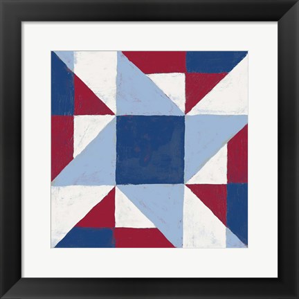 Framed Americana Patchwork Tile I Print