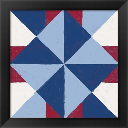Framed Americana Patchwork Tile IV Print