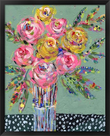 Framed Bright Colored Bouquet I Print