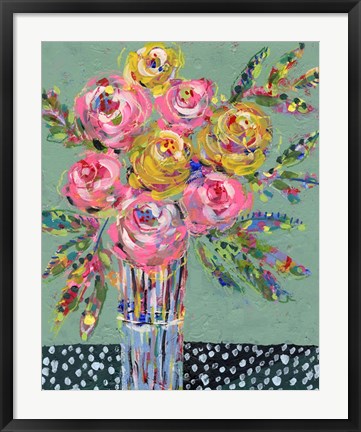Framed Bright Colored Bouquet I Print