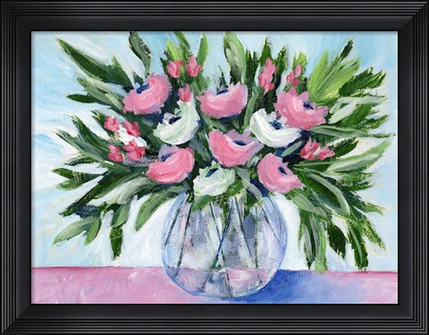 Framed Rosy Bouquet I Print