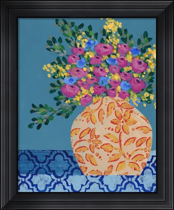 Framed Gathering of Flowers I Print