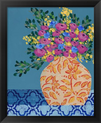 Framed Gathering of Flowers I Print