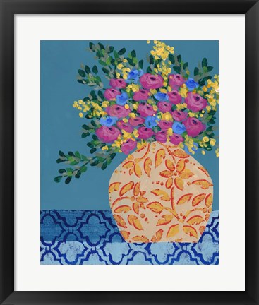 Framed Gathering of Flowers I Print