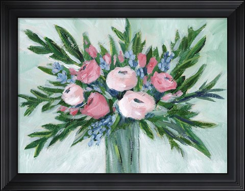 Framed Pink Rosette Bouquet I Print