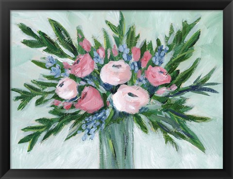 Framed Pink Rosette Bouquet I Print