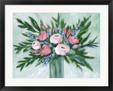 Framed Pink Rosette Bouquet I Print