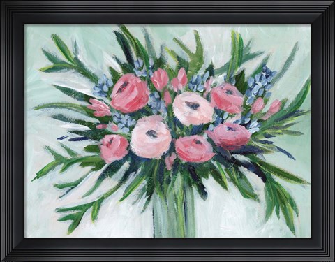 Framed Pink Rosette Bouquet II Print