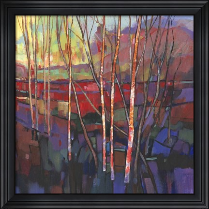 Framed Patchwork Trees I Print
