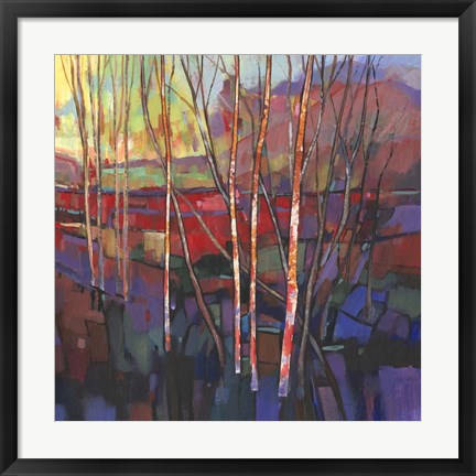 Framed Patchwork Trees I Print