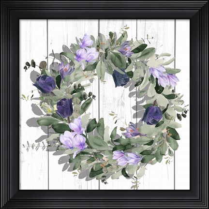 Framed Purple Tulip Wreath II Print