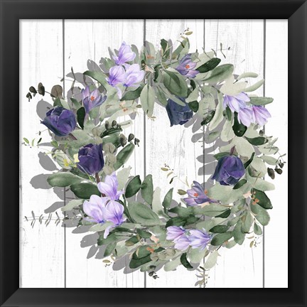 Framed Purple Tulip Wreath II Print