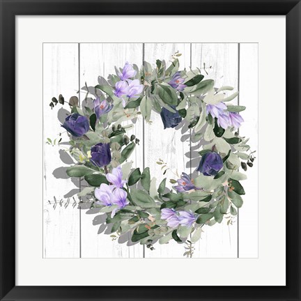 Framed Purple Tulip Wreath II Print