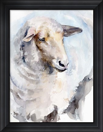 Framed Watercolor Sheep I Print