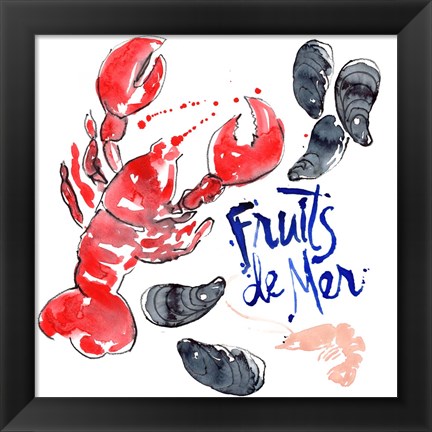 Framed Fruits De Mer I Print