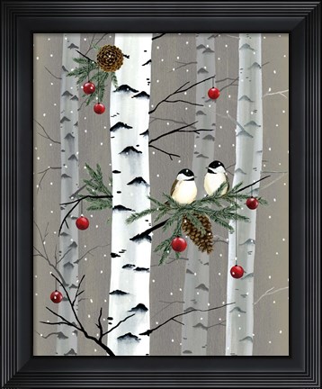 Framed Birch Birds I Print
