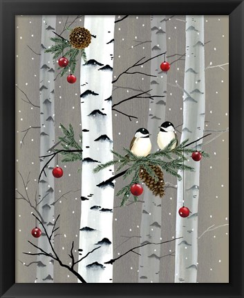 Framed Birch Birds I Print