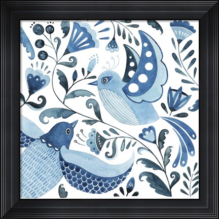 Framed Blue Bird Folk II Print