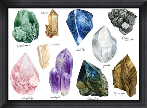 Framed Healing Crystals III Print