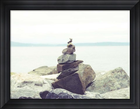 Framed Bay Rocks II Print