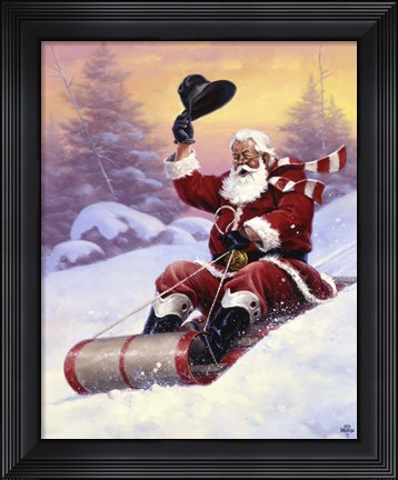 Framed Here Comes Santa Print